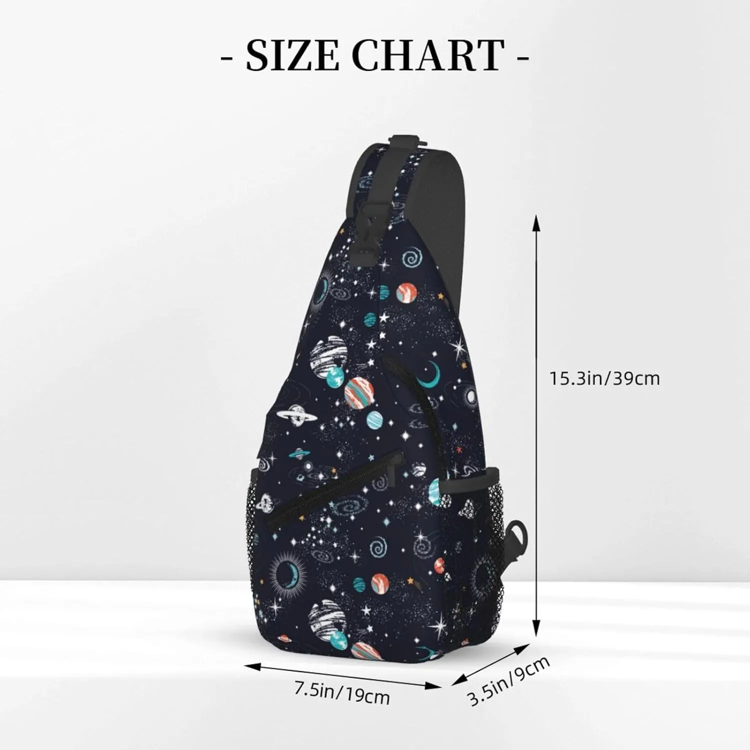 Galaxy Sling Bag Crossbody Backpack,Space Objects Cartoon Planets and Stars Abstract Constellation Pattern Chest Bag Casual Shoulder Backpack Fantasy Universe Theme Travel Hiking Daypack