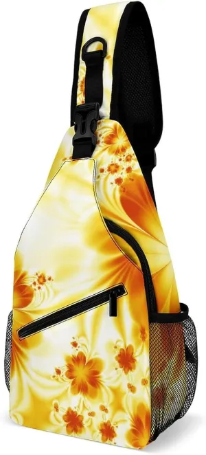 Garland of Flowers Sling Bag Crossbody Shoulder Backpack Abstract Adjustable Lightweight Travel Hiking Casual Daypack for Men Women