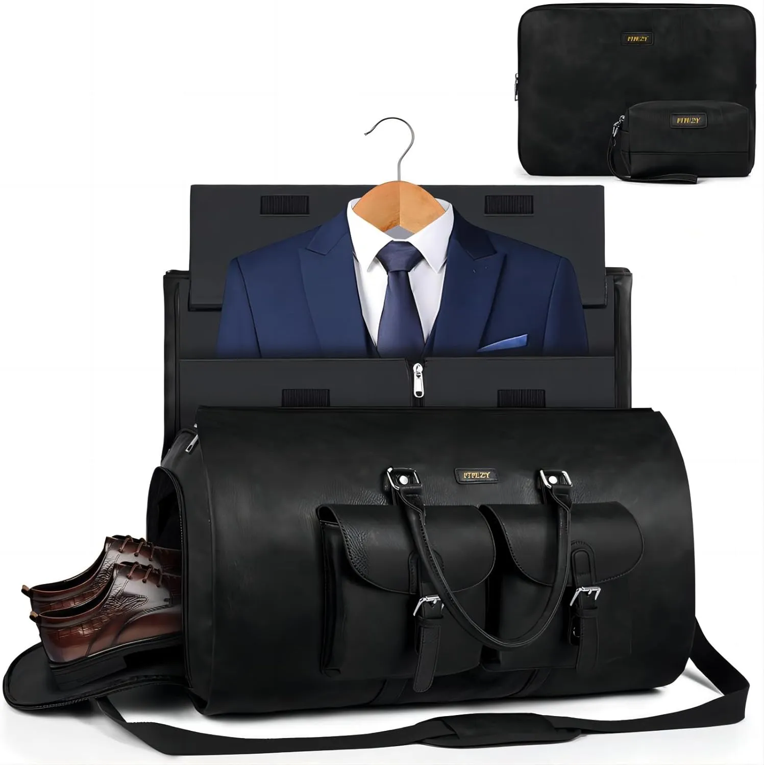 Garment Bag for Travel, Convertible Carry on Garment Duffel Bag for Men 3Pcs Weekender Bag 2 in 1 Hanging Suitcase Suit Bag