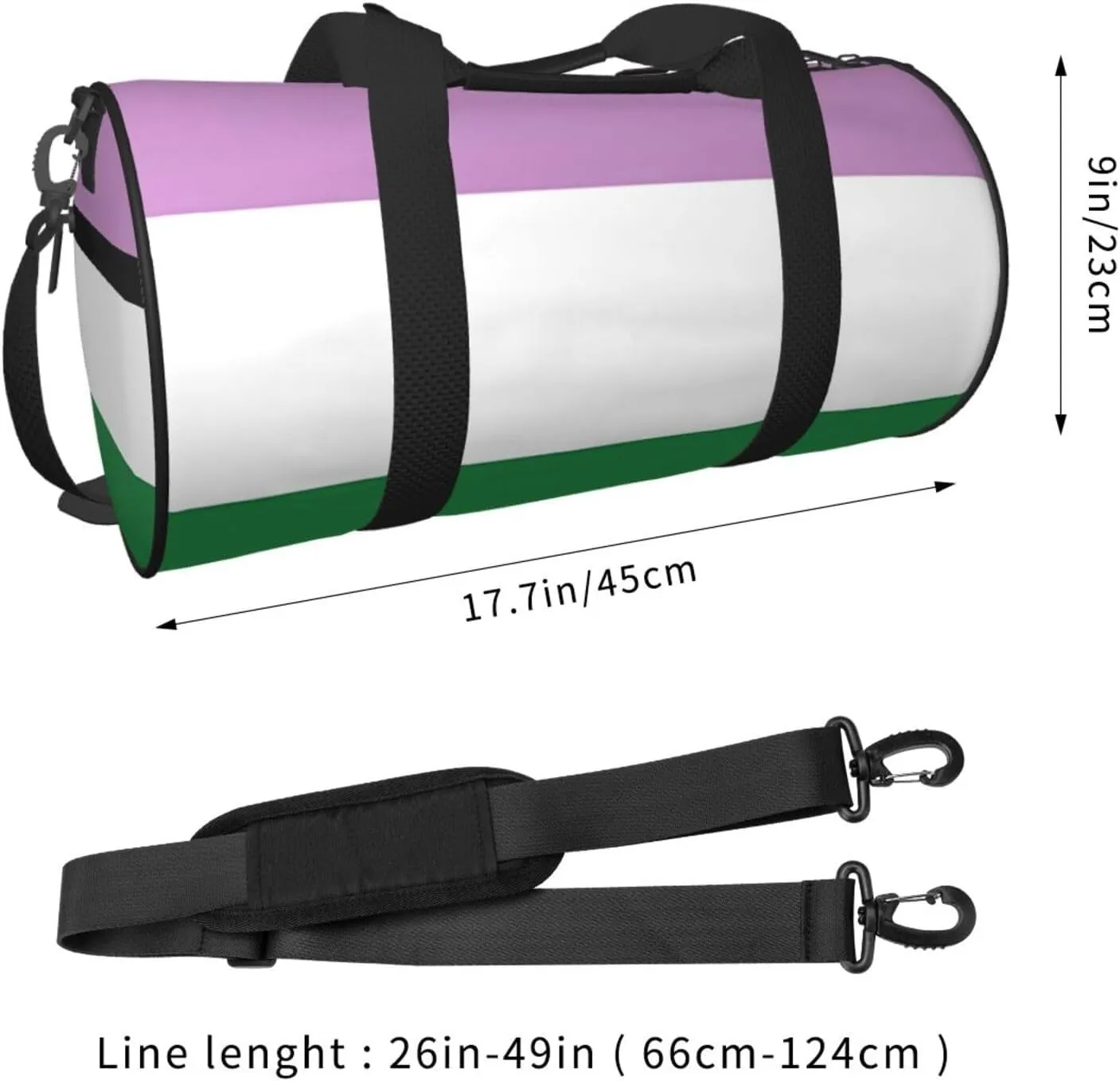 Genderqueer Pride Flag Round Travel Duffel Bag Large Capacity Gym Sports Bags for Hiking Vacation Trips
