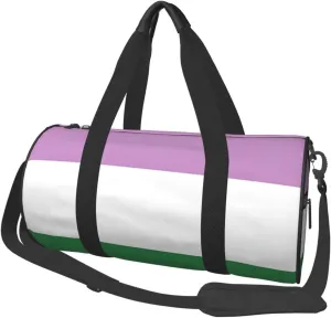 Genderqueer Pride Flag Round Travel Duffel Bag Large Capacity Gym Sports Bags for Hiking Vacation Trips