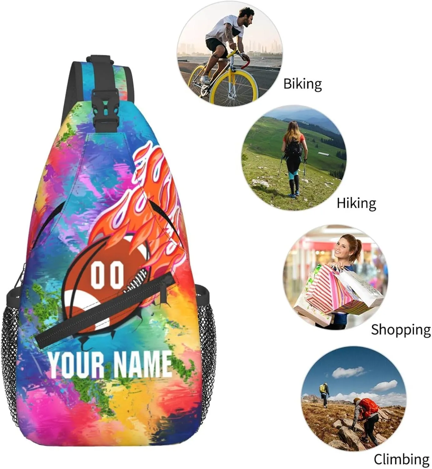 Generic Football Sling Bag Football Football Crossbody Bag Chest Bag Gym Cycling Travel Hiking Daypack For Men Women