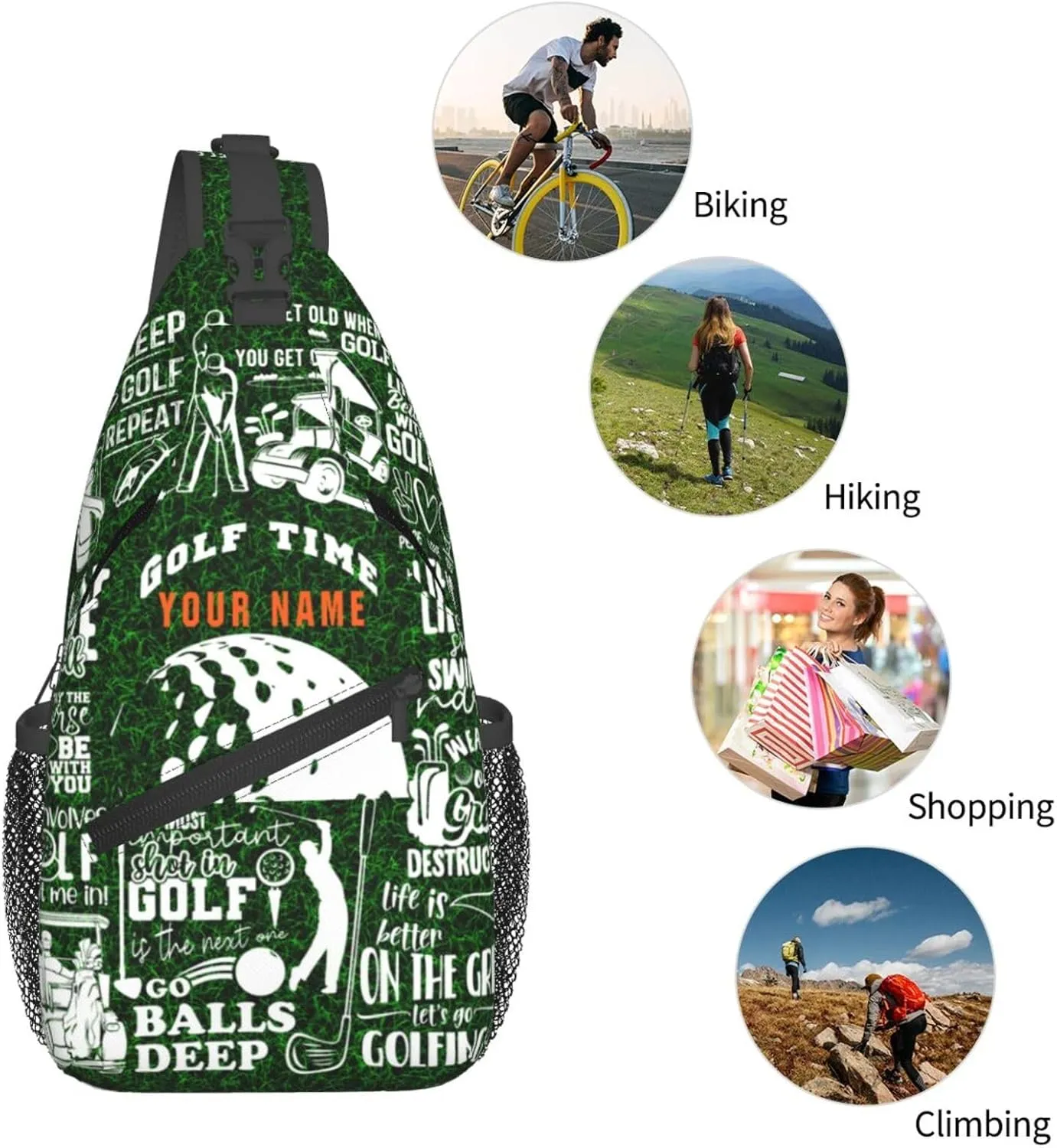 Generic Golf Sling Bag Golf Golf Crossbody Bag Chest Bag Gym Cycling Travel Hiking Daypack For Men Women