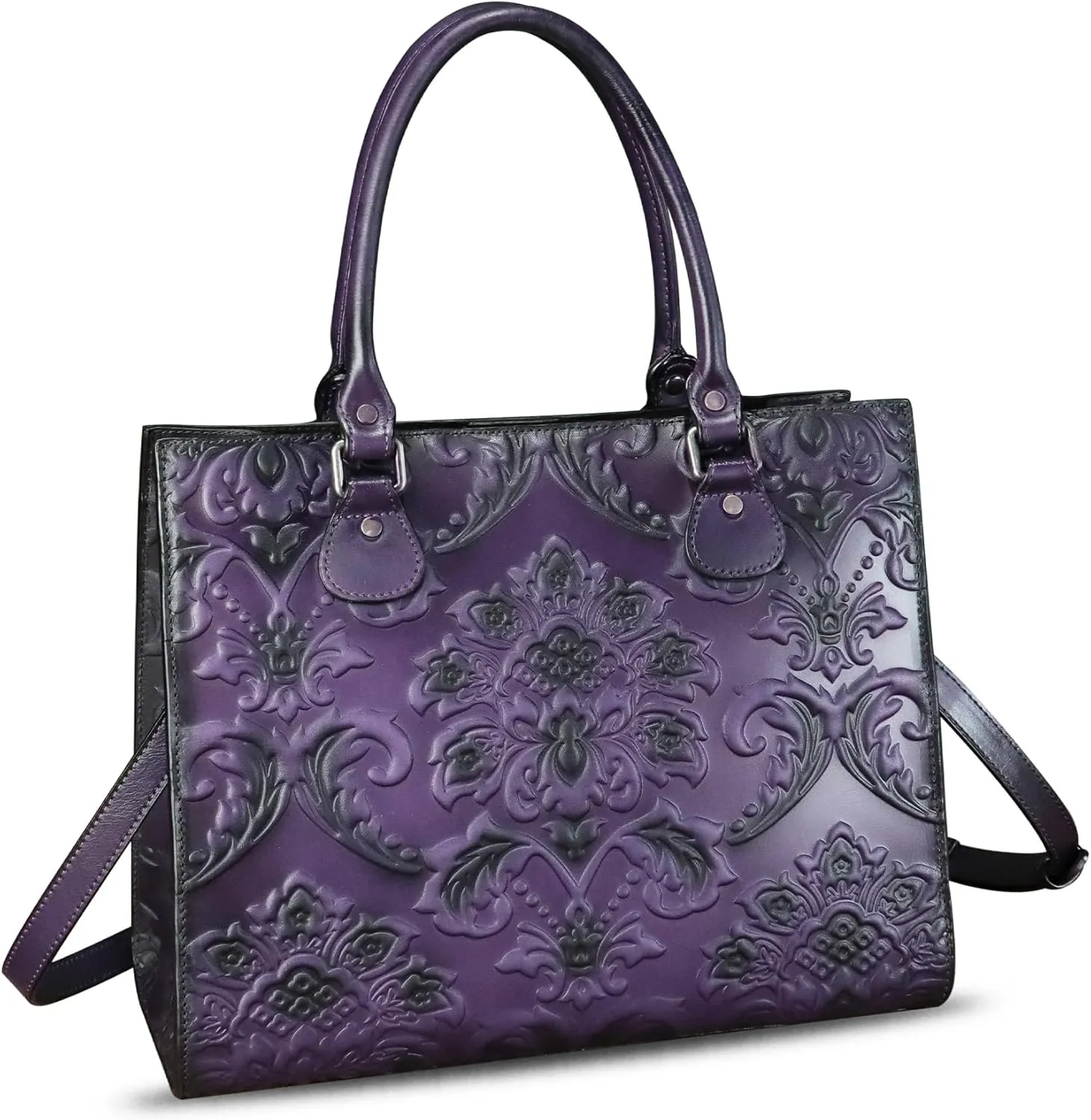 Genuine Leather Purses and Handbags for Women Tote Bag Vintage Embossed Leather Top Handle Bag Crossbody Shoulder Bag