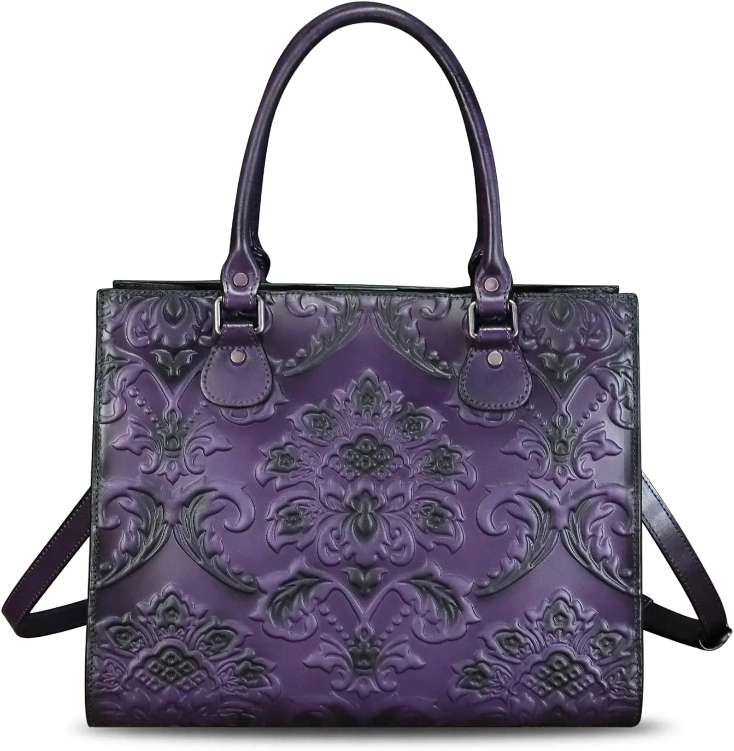 Genuine Leather Purses and Handbags for Women Tote Bag Vintage Embossed Leather Top Handle Bag Crossbody Shoulder Bag