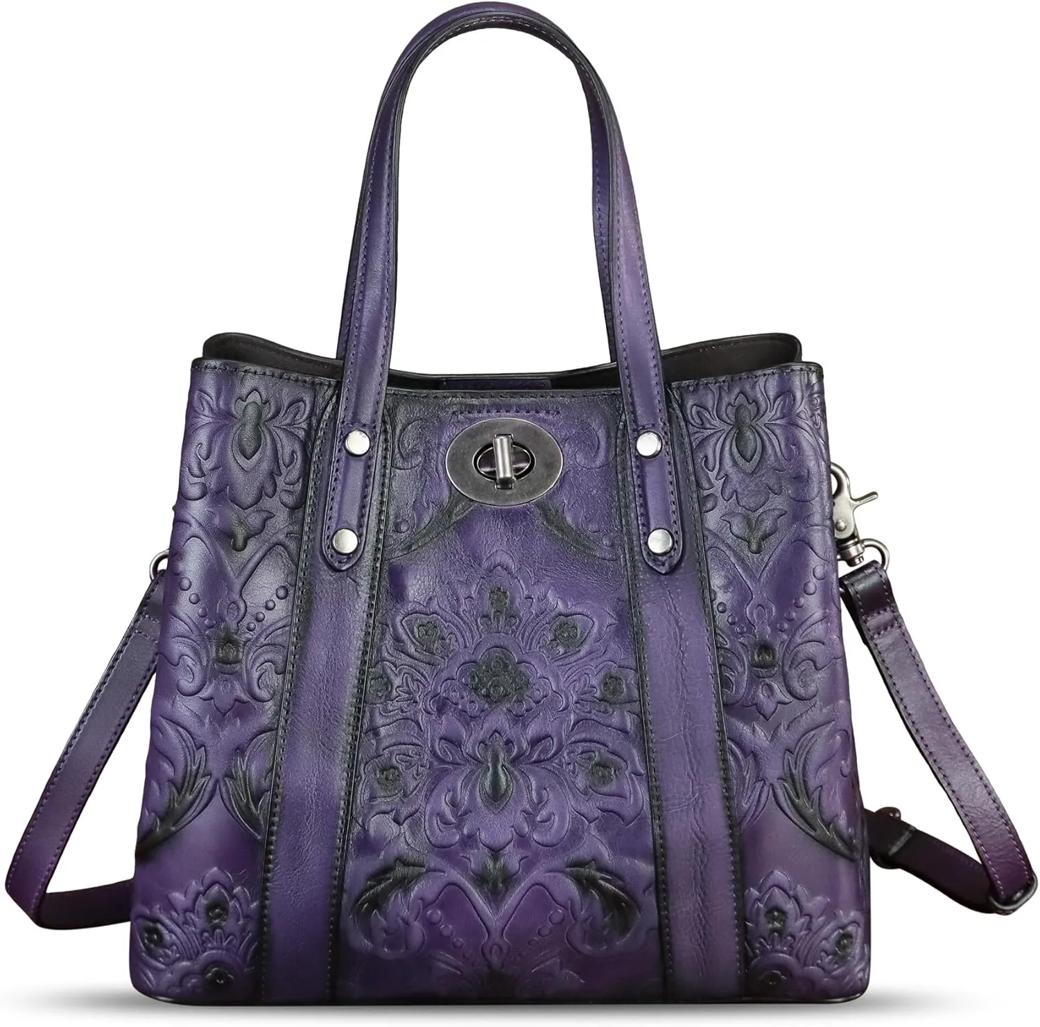 Genuine Leather Satchel for Women Purse Embossed Top Handle Shoulder Handbag Handmade Purse Crossbody Tote Bag