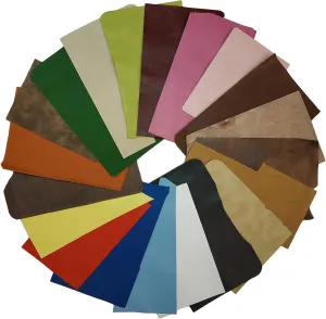 Genuine Leather Scraps 1 Pound Medium & Large Pieces | 6-7 Square Feet Cowhide remnants for Crafts, Earrings, Jewelry | 15 Pieces or More of Various Sizes, Colors and Styles.