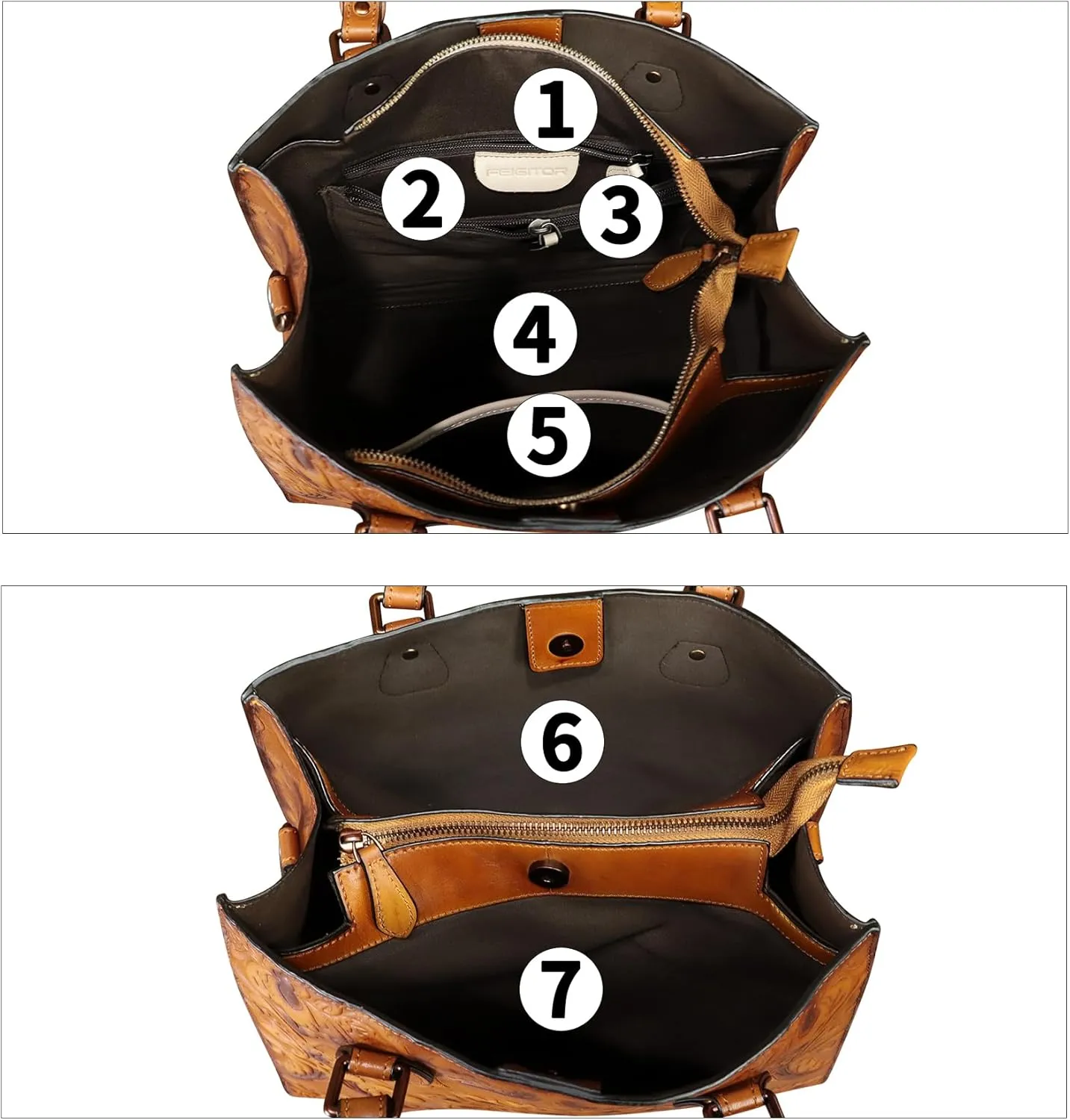 Genuine Leather Tote Bag for Women Purse Embossed Top Handle Shoulder Handbag Handmade Crossbody Satchel Purses
