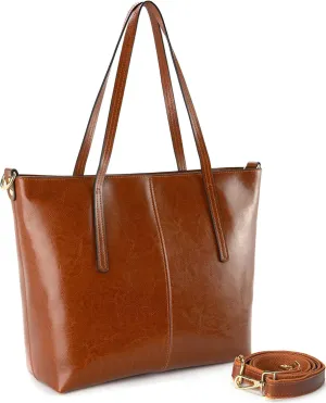 Genuine Leather Tote Bag for Women with Zipper Large Women's Shoulder Handbags Designer Crossbody Bags Top Handle Purse