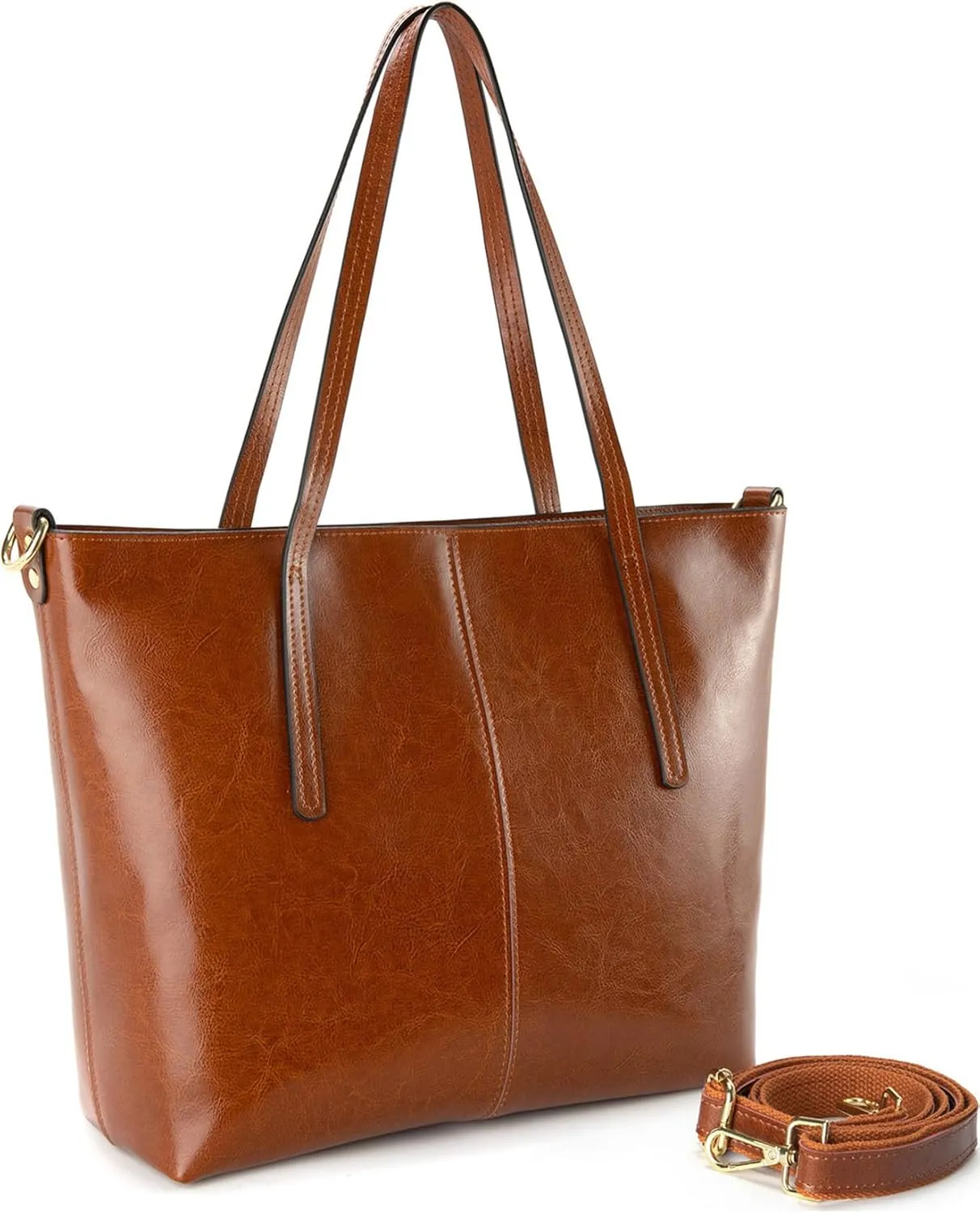 Genuine Leather Tote Bag for Women with Zipper Large Women's Shoulder Handbags Designer Crossbody Bags Top Handle Purse