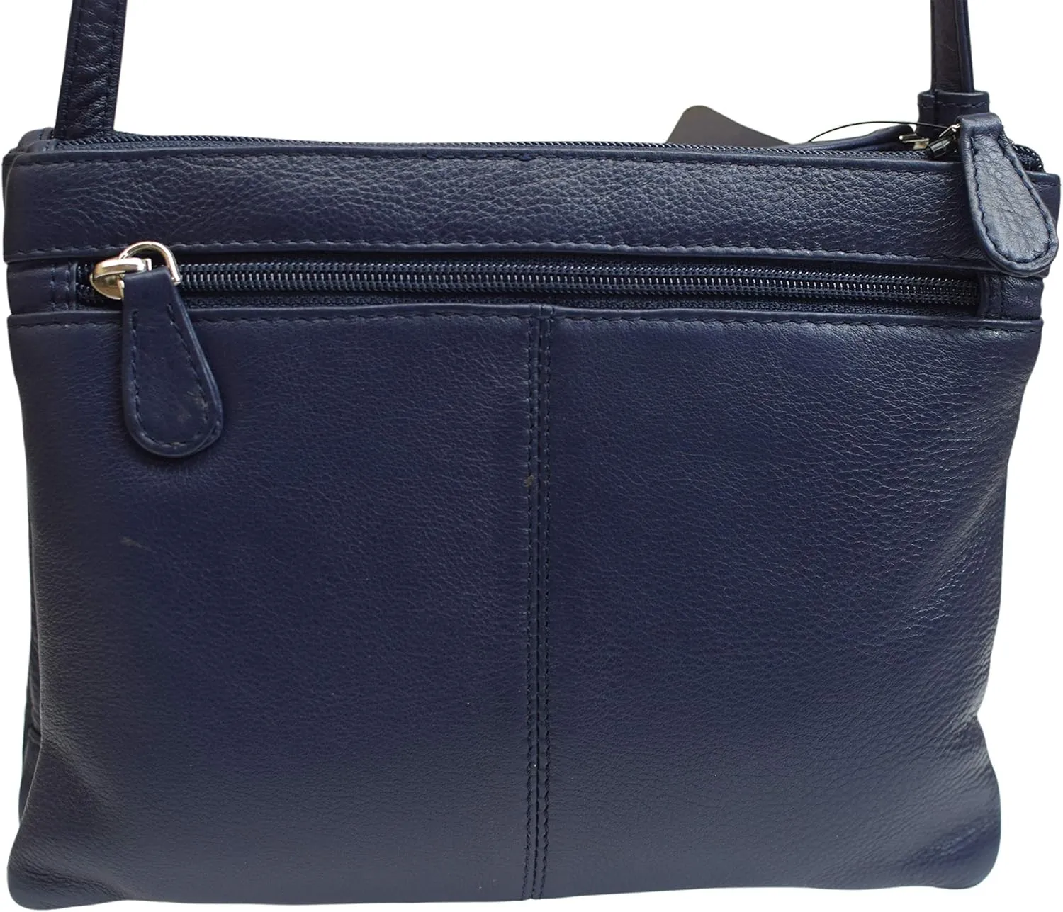 Genuine Leather Womens Purse Double Zipper Top Pockets Crossbody Shoulder Bag for Ladies