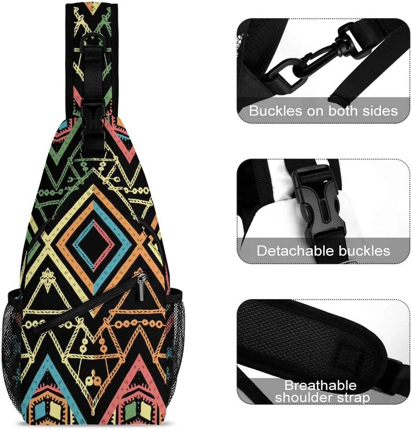 Geometric Fashion Sling Backpack, Crossbody Shoulder Bag, Chest Bags for Outdoor Travel Fitness
