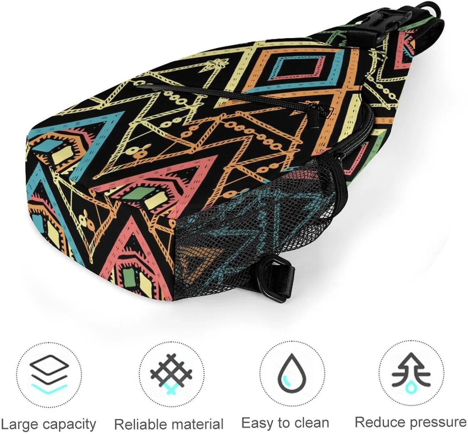 Geometric Fashion Sling Backpack, Crossbody Shoulder Bag, Chest Bags for Outdoor Travel Fitness