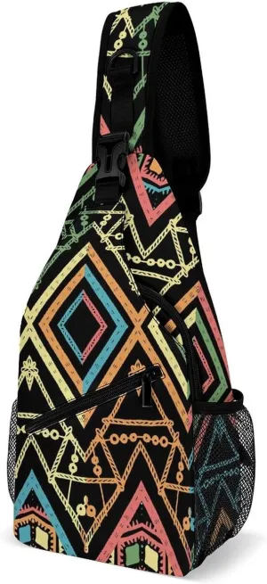 Geometric Fashion Sling Backpack, Crossbody Shoulder Bag, Chest Bags for Outdoor Travel Fitness