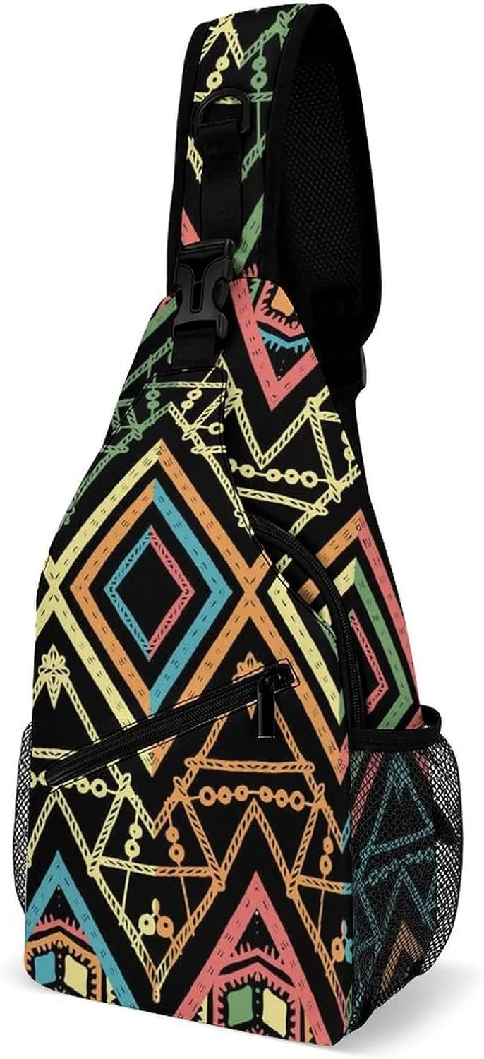 Geometric Fashion Sling Backpack, Crossbody Shoulder Bag, Chest Bags for Outdoor Travel Fitness
