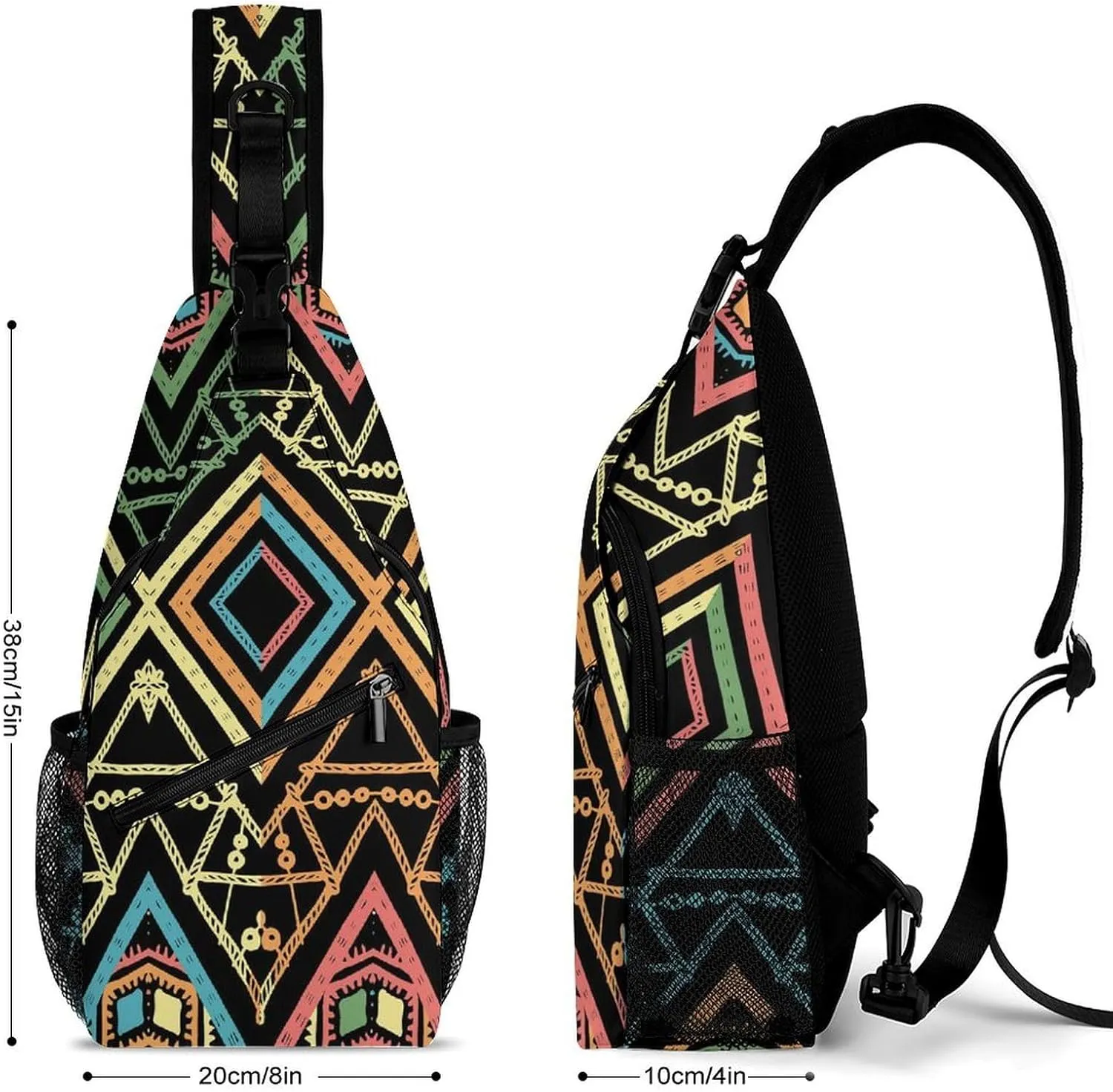 Geometric Fashion Sling Backpack, Crossbody Shoulder Bag, Chest Bags for Outdoor Travel Fitness