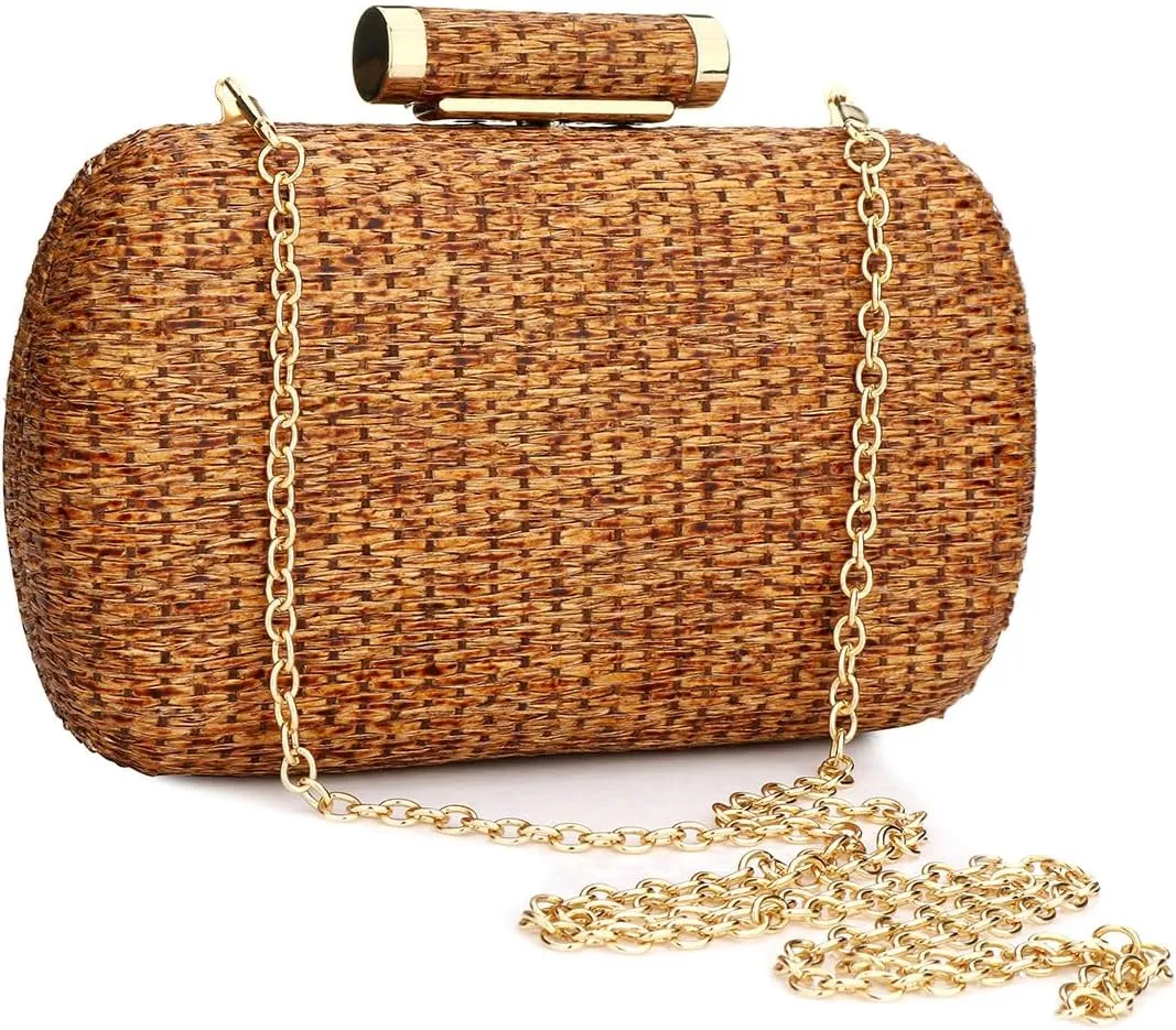 Gets Straw Clutches Beach Bag for Women Summer Crossbody Straw Bag with Strap