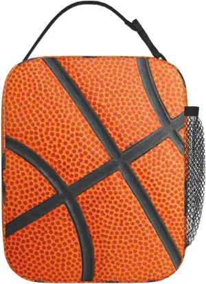 Gianlaima Basketball Texture Lunch Bag Portable Insulated Lunch Bag Reusable Cooler Totes For Women Men Adults Work Picnic Camping