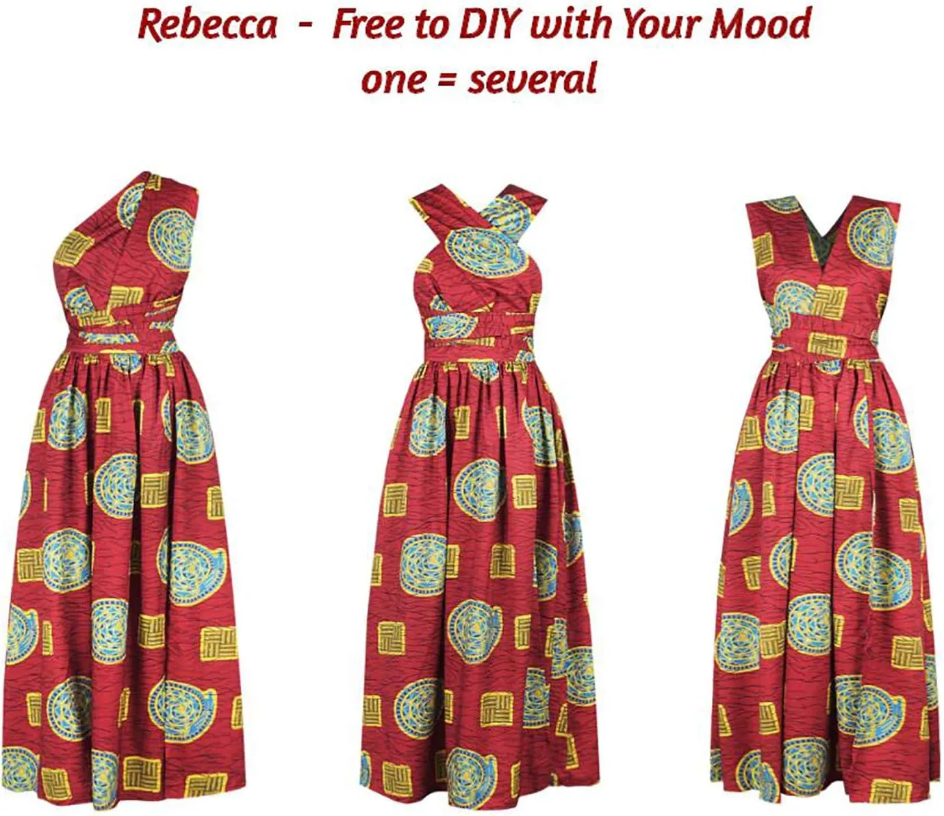Giovacker Women's African Print Casual Party Dress Dashiki Traditional Costume