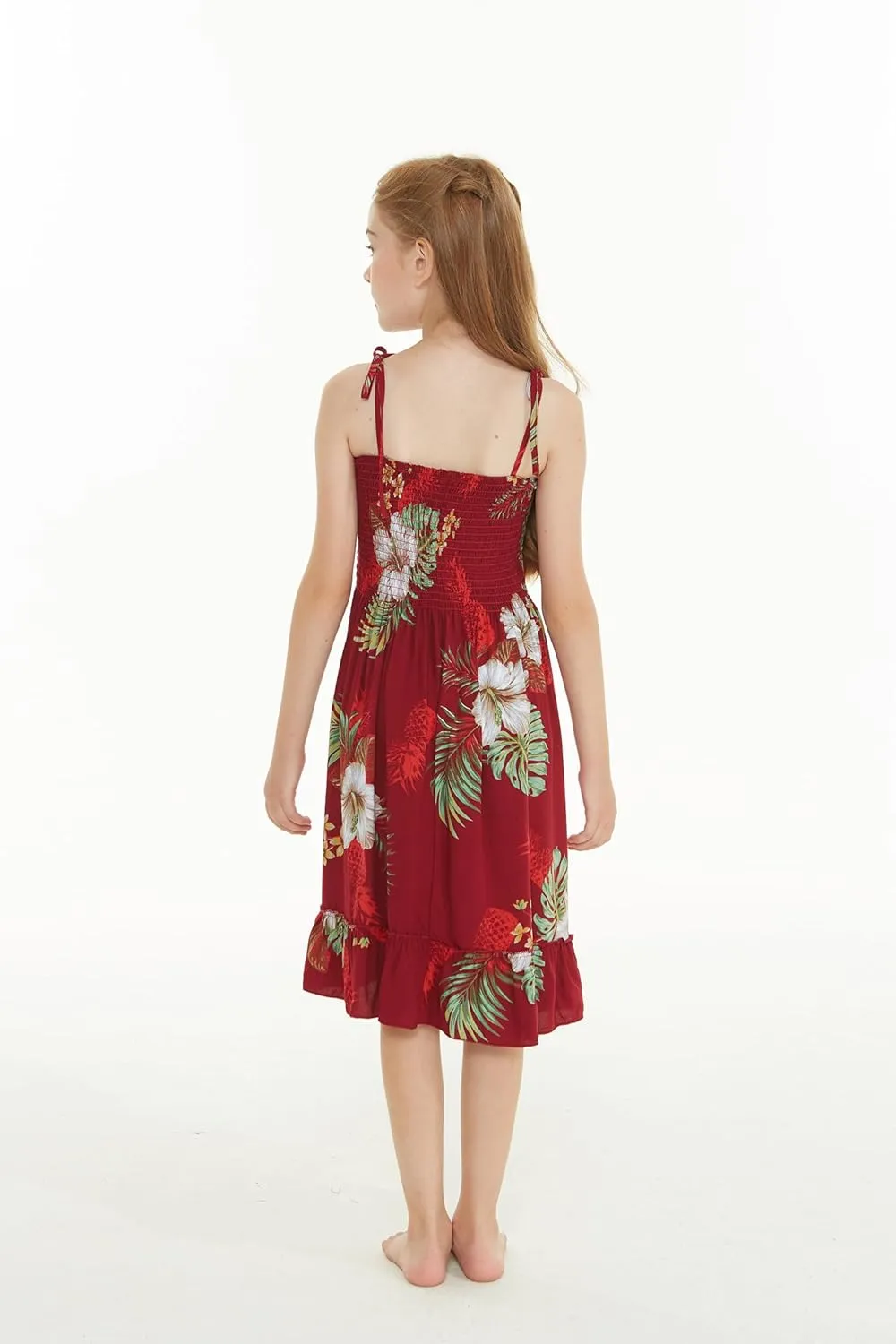 Girl Hawaiian Elastic Top Strap Dress in Pineapple Garden Black