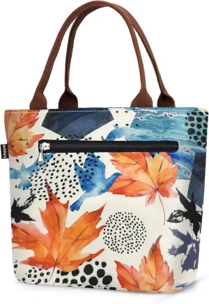 Gloppie Cute Lunch Bags for Women Insulated Lunch Bag Leakproof Cooler Tote Bag for Work Loncheras Para Mujer 9L Maple Leaf