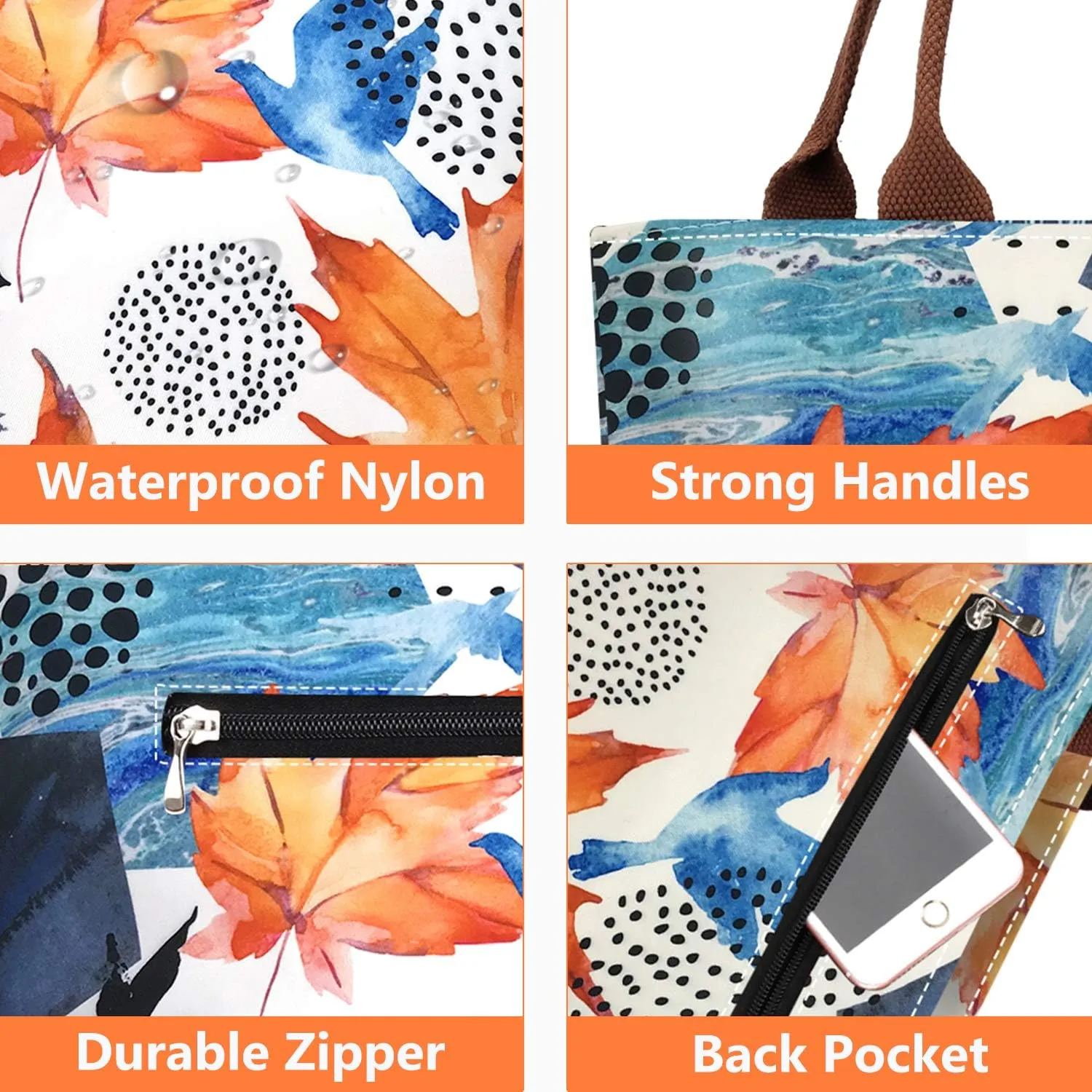 Gloppie Cute Lunch Bags for Women Insulated Lunch Bag Leakproof Cooler Tote Bag for Work Loncheras Para Mujer 9L Maple Leaf