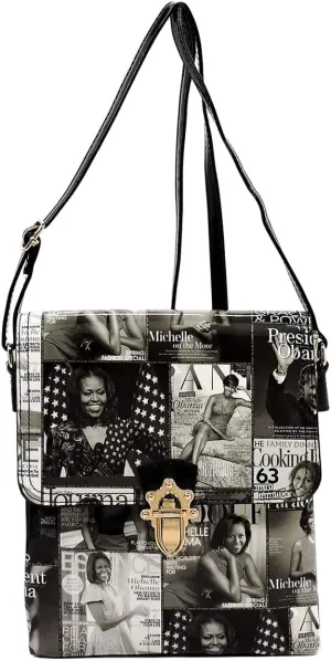 Glossy magazine cover collage cross body handbags purses clutches and wallets Michelle Obama bags (Cross body 10)