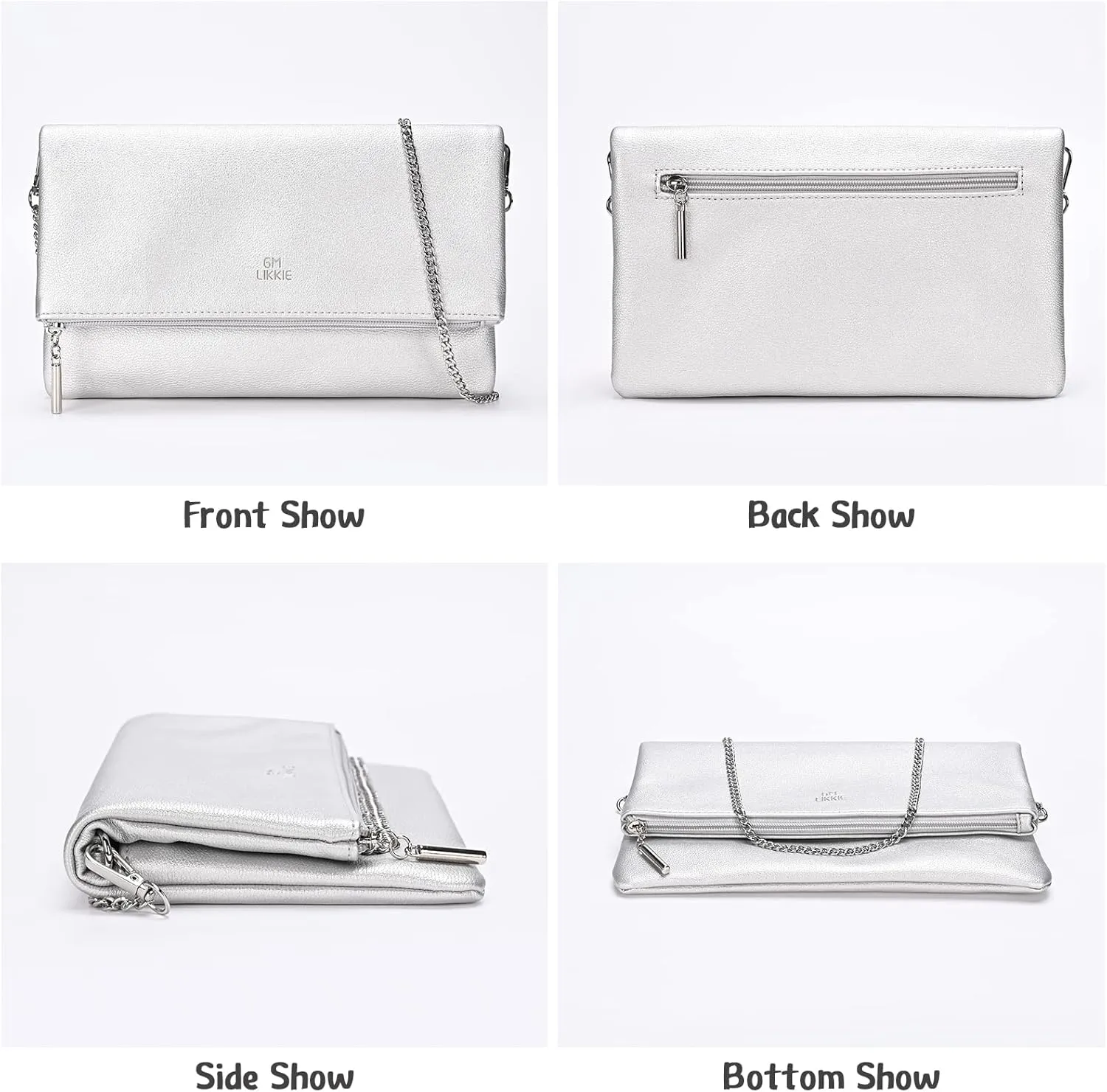 GM LIKKIE Clutch Purse for Women, Large Envelope Clutch HandBag, Crossbody Foldover PU Leather Clutches bag