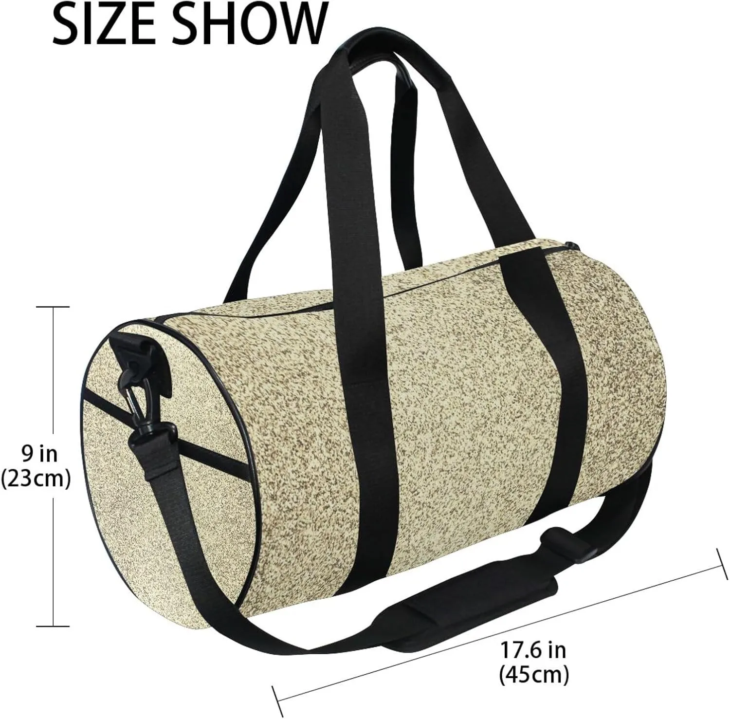 Gold Golden Glitter and Glare Pattern Portable Gym Bag, Travel Bag, Luggage bag, Sports Bag, Toiletry Bag with Handles, Detachable Shoulder Strap 17.6 x 9 x 9 inch