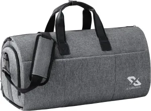 Golkcurx Convertible Garment Bag for travel,Carry on Garment Duffle Bag with Shoe Compartment, Detachable Shoulder Strap - 2 in 1 ， for Men Women
