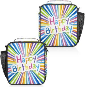 Gorgeous Colorful Birthday Theme Insulated Lunch Box, Reusable Cooler Tote Lunch Bags for Men Women, Portable Leakproof Square Meal Bag for Work Travel Picnic Hiking Daytrip