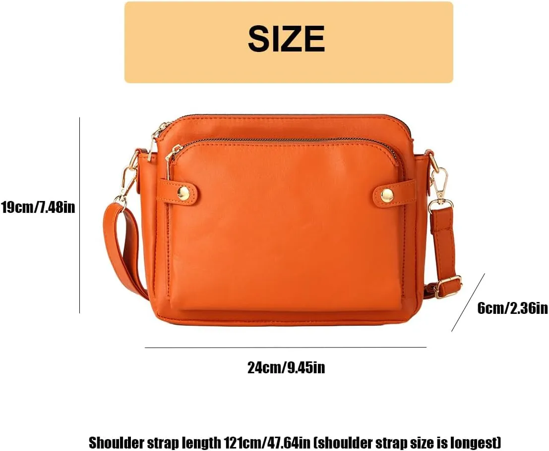 Gpmsign Crossbody Leather Bags For Women, Three Layer Leather Crossbody Shoulder clutches, Adjustable Handbags purses