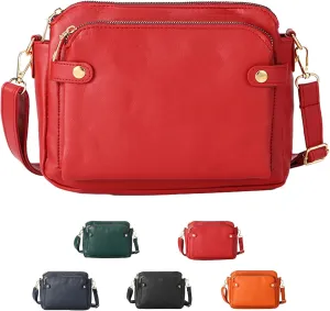 Gpmsign Crossbody Leather Bags For Women, Three Layer Leather Crossbody Shoulder clutches, Adjustable Handbags purses