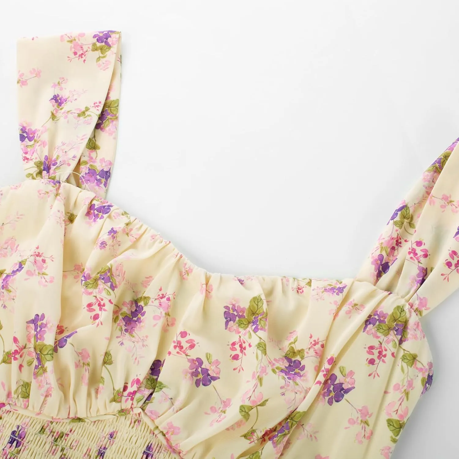 GRACE KARIN 2025 Women's Summer Floral Print Flowy A Line Maxi Dresses Sleeveless Smocked Off Shoulder Dress