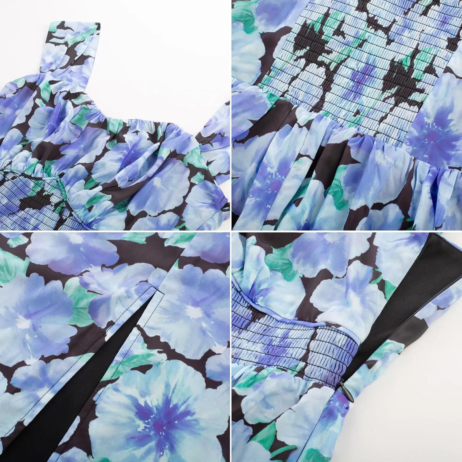 GRACE KARIN 2025 Women's Summer Floral Print Flowy A Line Maxi Dresses Sleeveless Smocked Off Shoulder Dress
