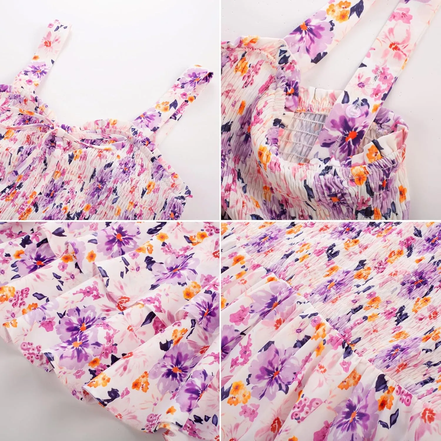 GRACE KARIN Women's 2025 Summer Floral Boho Dress Square Neck Strapped Swing A Line Sundress Beach Long Maxi Outfits