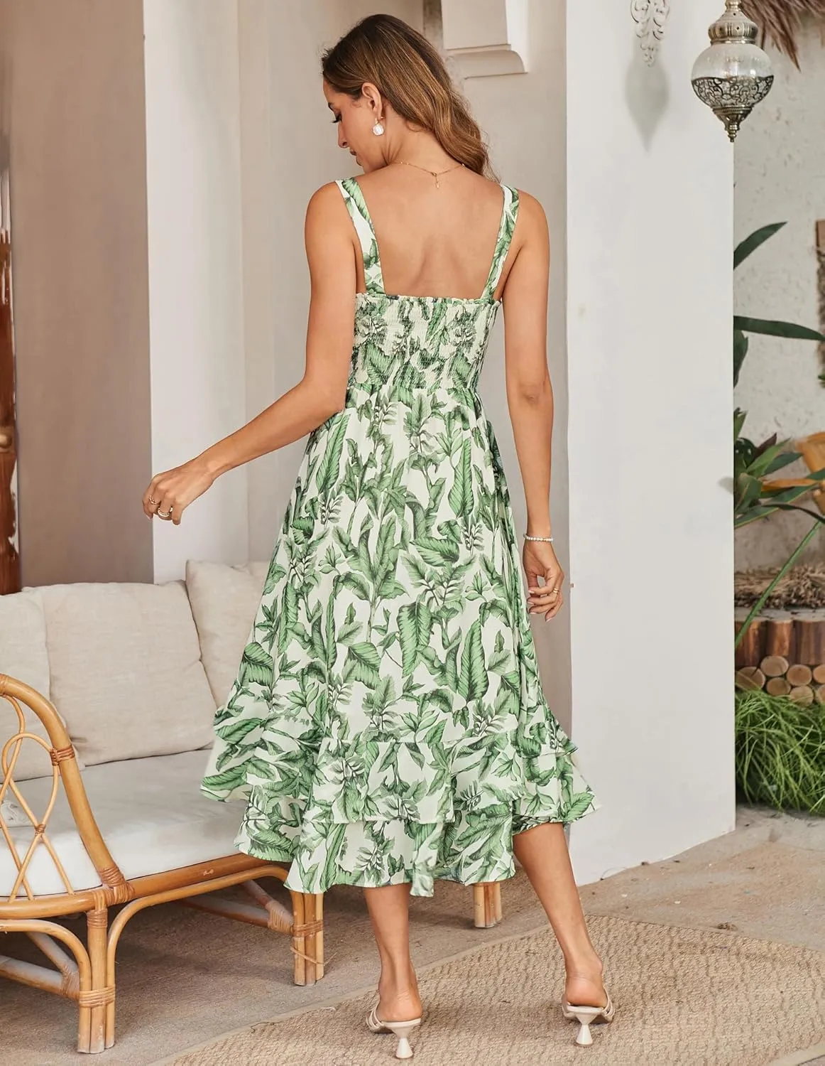 GRACE KARIN Women's 2025 Summer Floral Boho Dress Square Neck Strapped Swing A Line Sundress Beach Long Maxi Outfits