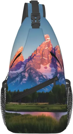 grand teton national park Print Sling Bag Crossbody Shoulder Backpack Chest Pack for Hiking Travel Climbing