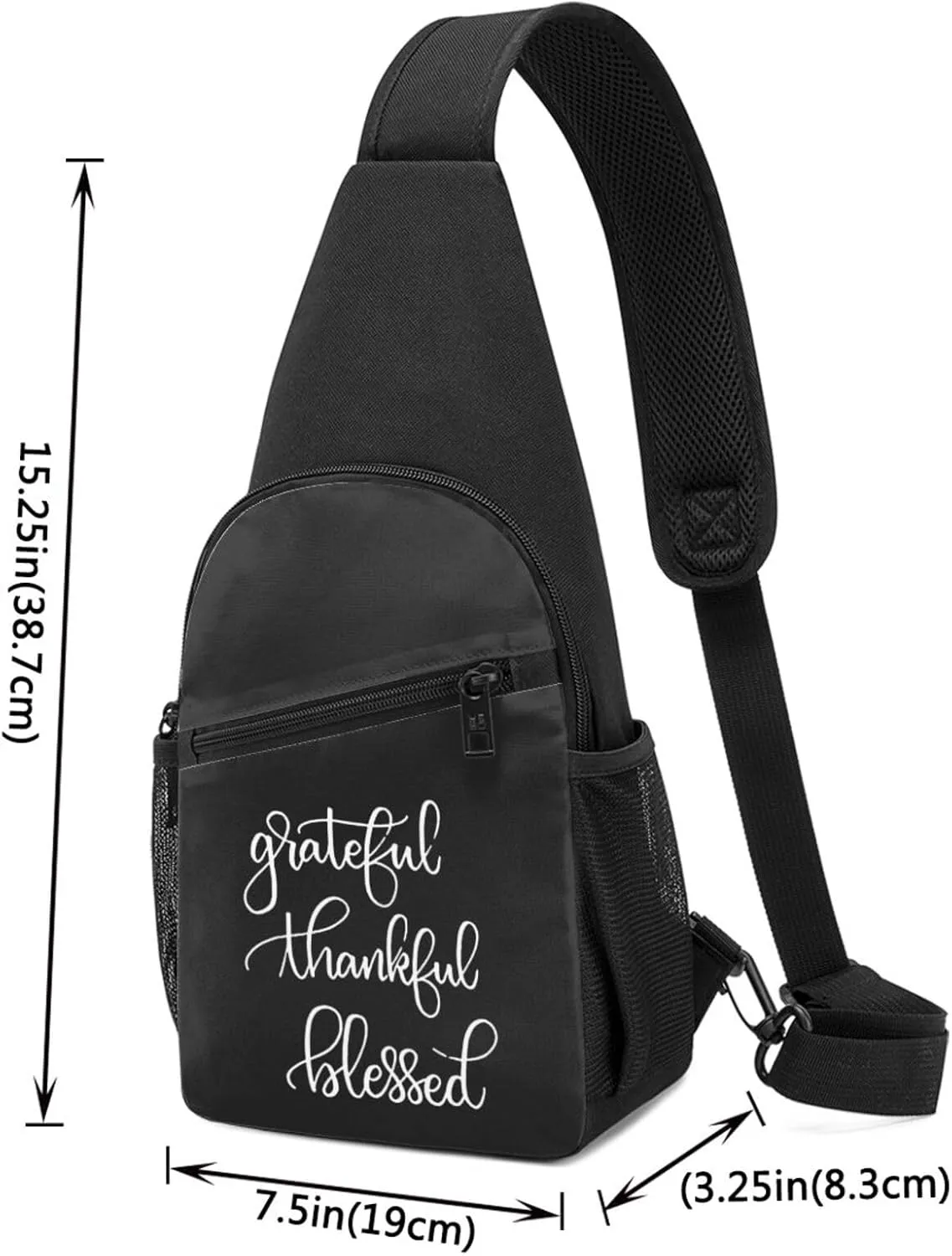Grateful Thankful Blessed Sling Bag Crossbody Backpack Shoulder Casual Daypack Bags for Men Women
