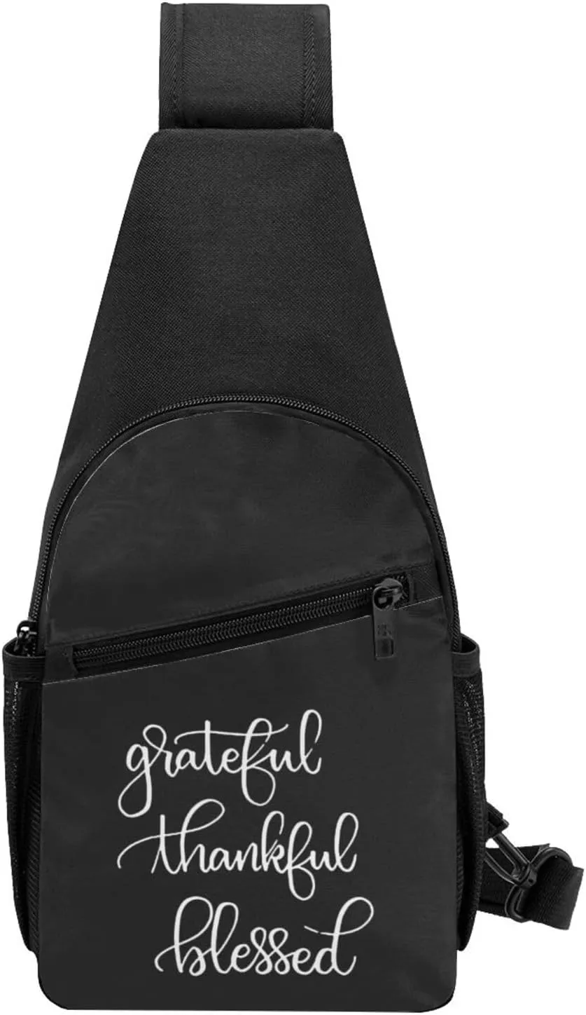 Grateful Thankful Blessed Sling Bag Crossbody Backpack Shoulder Casual Daypack Bags for Men Women