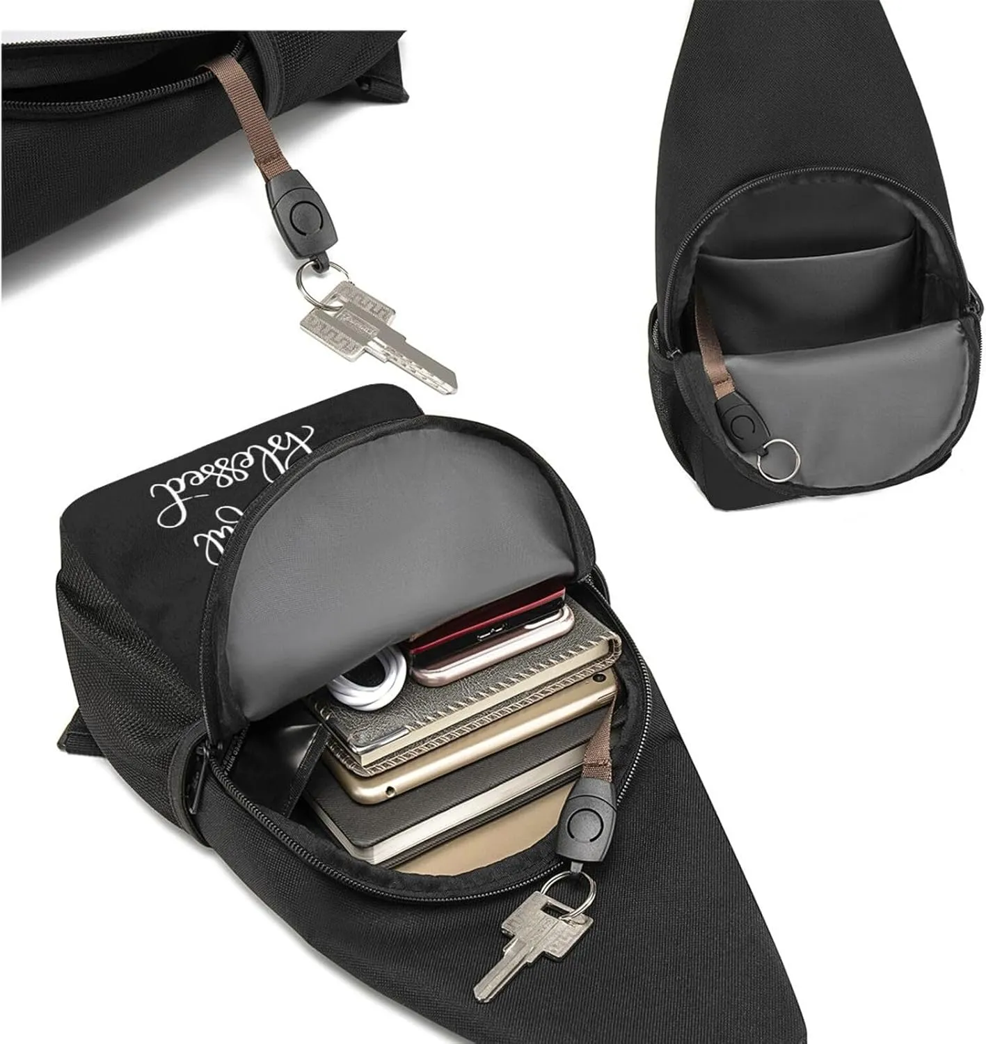 Grateful Thankful Blessed Sling Bag Crossbody Backpack Shoulder Casual Daypack Bags for Men Women