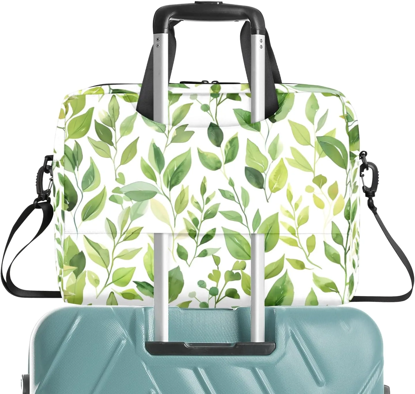 Green Cute Floral Laptop Sleeve Case 14 15 15.6 inch, Green Cute Floral Laptop Briefcase Shoulder Bag Waterproof Travel Computer Cover Carrying Bags