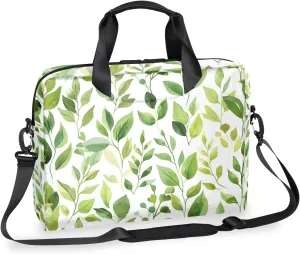 Green Cute Floral Laptop Sleeve Case 14 15 15.6 inch, Green Cute Floral Laptop Briefcase Shoulder Bag Waterproof Travel Computer Cover Carrying Bags