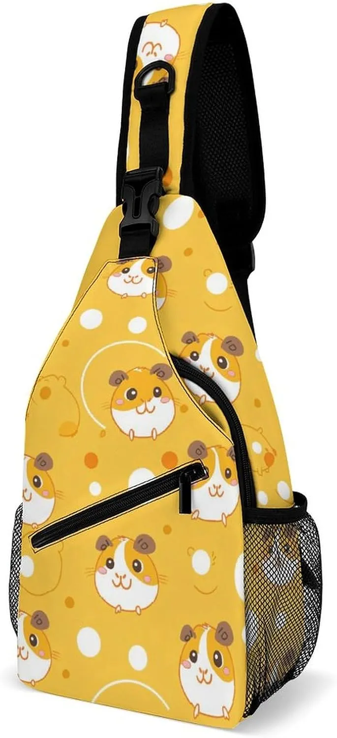 Guinea Pigs Hamster Cheese Fashion Sling Bag Backpack Crossbody Shoulder Chest Bags Hiking Daypack