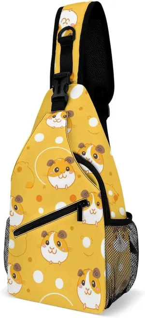 Guinea Pigs Hamster Cheese Fashion Sling Bag Backpack Crossbody Shoulder Chest Bags Hiking Daypack