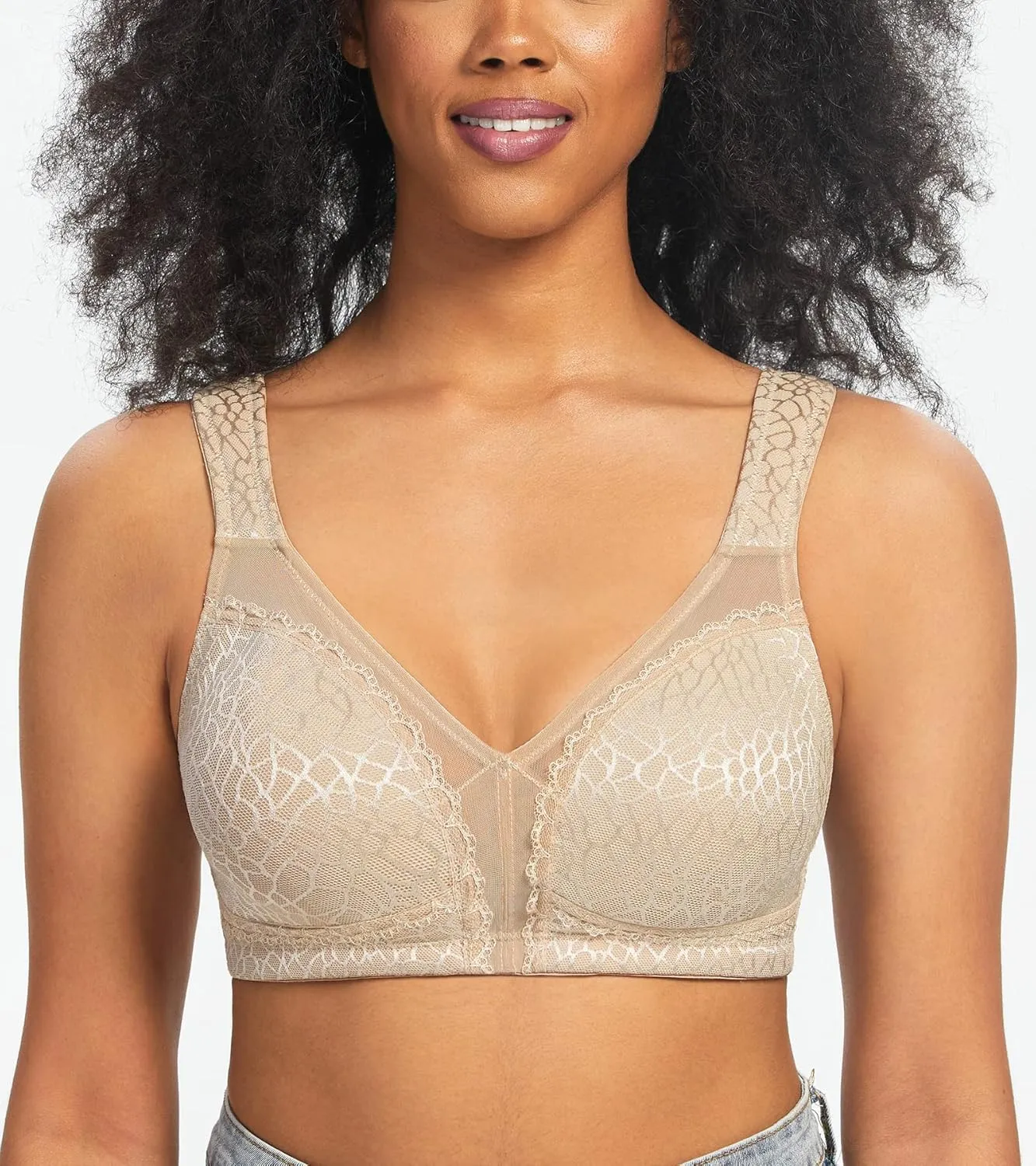 HACI Women's Minimizer Bra Full Coverage Everyday Wirefree Non Padded Plus Size for Large Bust Support Seamless