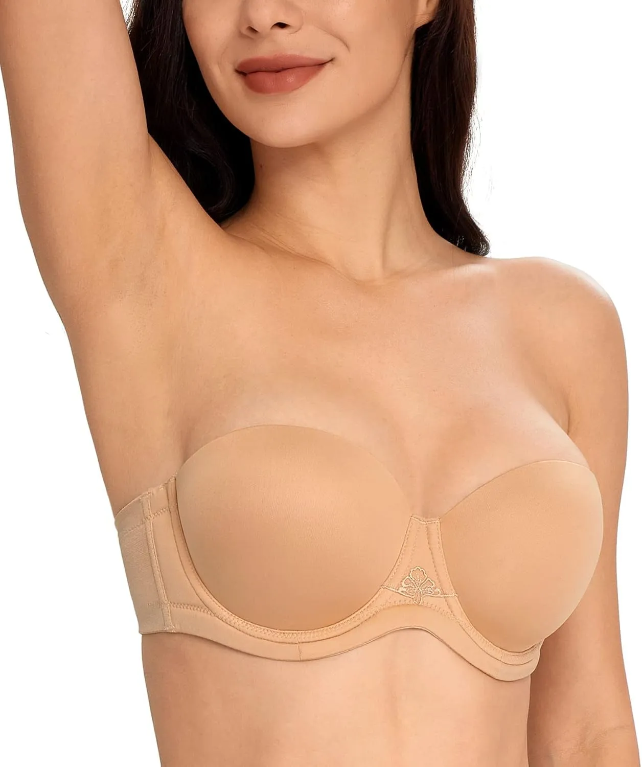 HACI Women's Strapless Bra Full Figure Coverage Contour Underwire Plus Size Red Carpet