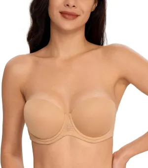 HACI Women's Strapless Bra Full Figure Coverage Contour Underwire Plus Size Red Carpet