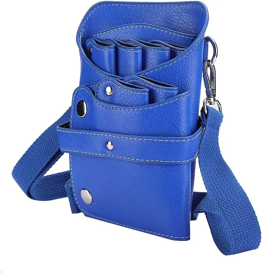 Hairdresser Scissor Bag, Waist Bag For Scissors Large Storage PU Leather Hairdressing Tools Storage Holster with Waist Shoulder Belt Hair Stylist Bag For Shears, Combs, Clips