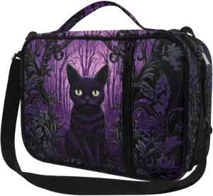 Halloween Cat Bible Cover with Shoulder Strap Carrying Book Case Church Bag Bible Protective Crossbody Messenger Bags for Women Men Holiday Party